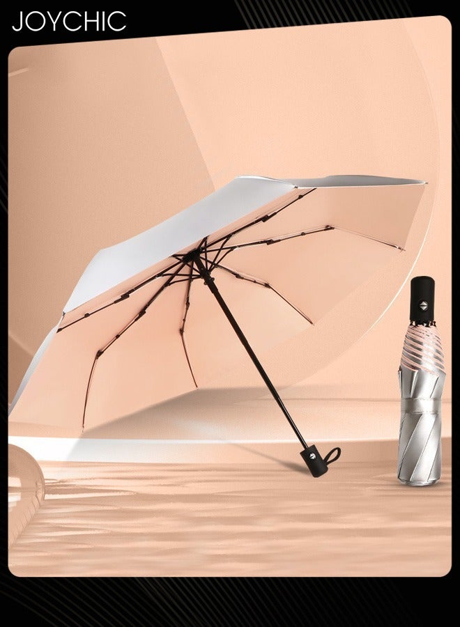 Joychic مظلة سفر مزدوجة الطلاء من التيتانيوم الفضي مضادة للأشعة فوق البنفسجية، فضية/برتقالية - Image 1
