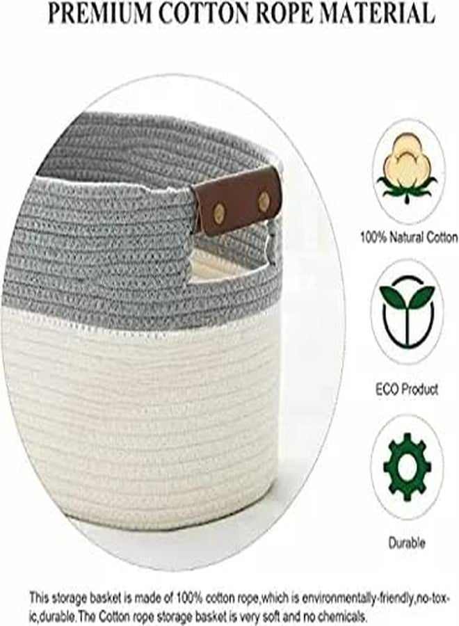 Gleckn Boho Mini Rope Paper Storage Jute Woven Laundry Basket Hamper Baby Nursery Tray Bucket Organizer Gifts For Kids Toys,Fruits,Living Room,Bathroom,Kitchen,Office ( Set Of 1 ,Grey) - Image 4