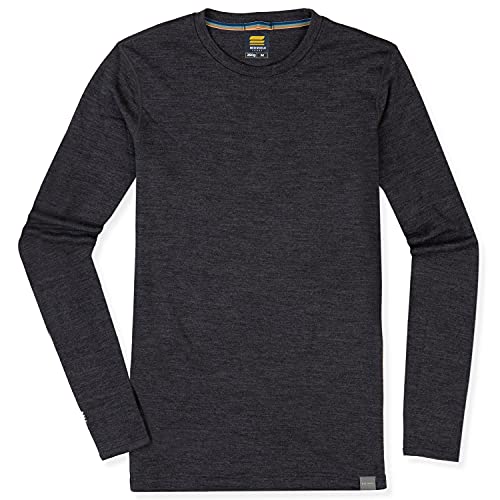 MERIWOOL Mens Base Layer - 100% Merino Wool Midweight Long Sleeve Thermal Shirt Charcoal Gray - Image 3