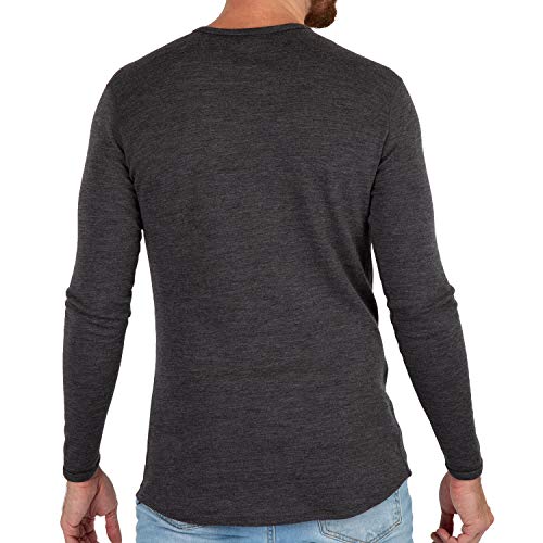 MERIWOOL Mens Base Layer - 100% Merino Wool Midweight Long Sleeve Thermal Shirt Charcoal Gray - Image 2