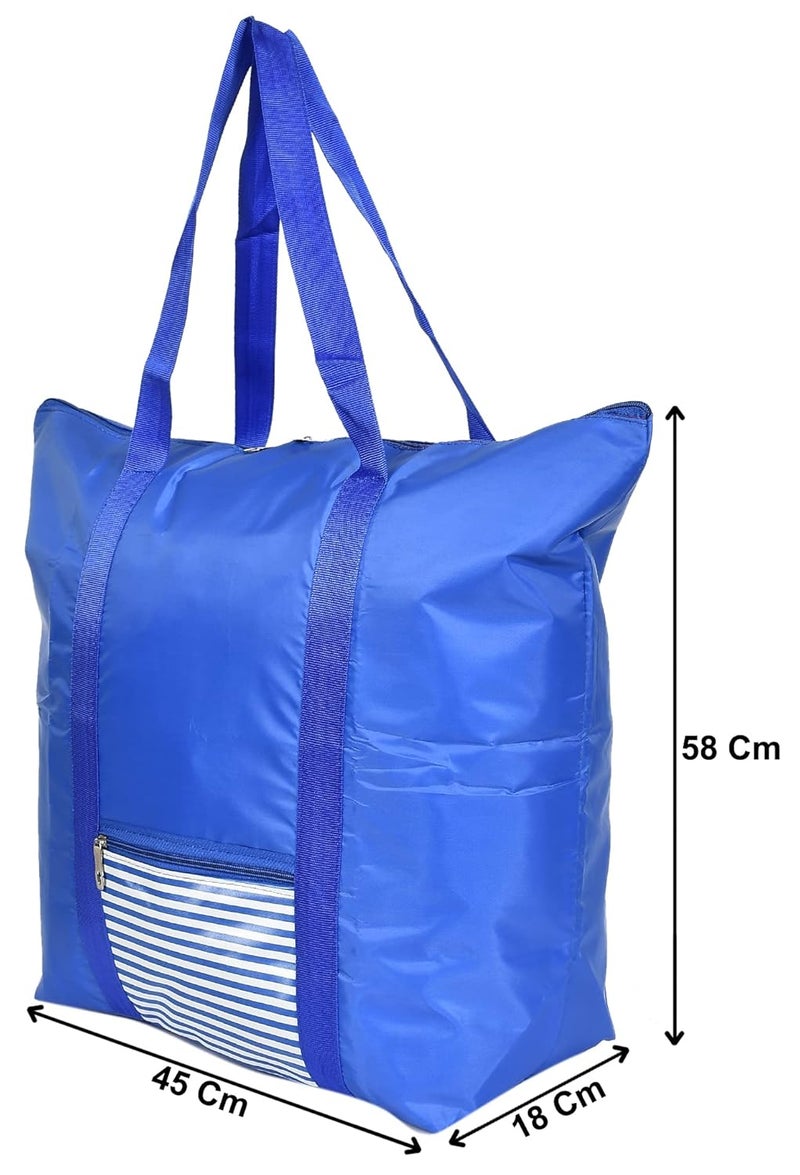 Kuber Industries Water Resistant Storage Bag Folding Organizer Bag College Carrying Bag for Bedding Comforters Blanket Clothes with Bag Cover Blue - Image 4