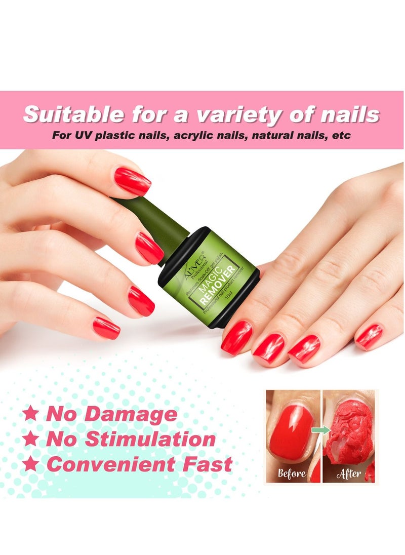 ALIVER - Magic Remover Gel Nail Polish Remover Nail Art Beauty, Professional Easily & Quickly Removes Soak-Off Gel Nail Polish in 3-5 Minutes 15ml - Image 1