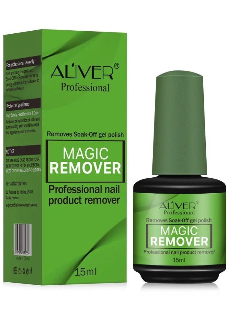 ALIVER - Magic Remover Gel Nail Polish Remover Nail Art Beauty, Professional Easily & Quickly Removes Soak-Off Gel Nail Polish in 3-5 Minutes 15ml - Image 1