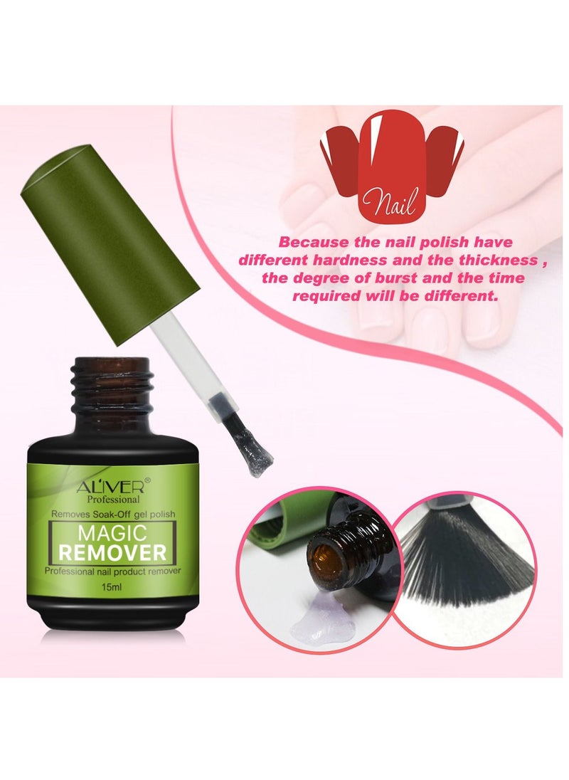 ALIVER - Magic Remover Gel Nail Polish Remover Nail Art Beauty, Professional Easily & Quickly Removes Soak-Off Gel Nail Polish in 3-5 Minutes 15ml - Image 1