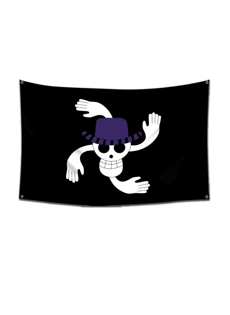 General 1-Pieces Polyester Flag ONE PIECE Cartoon Flag Design Cosplay Pirate Flag Straw Hat Luffy Print Room Decor with Corners Buckle 60*90cm Black-A17  - Image 1