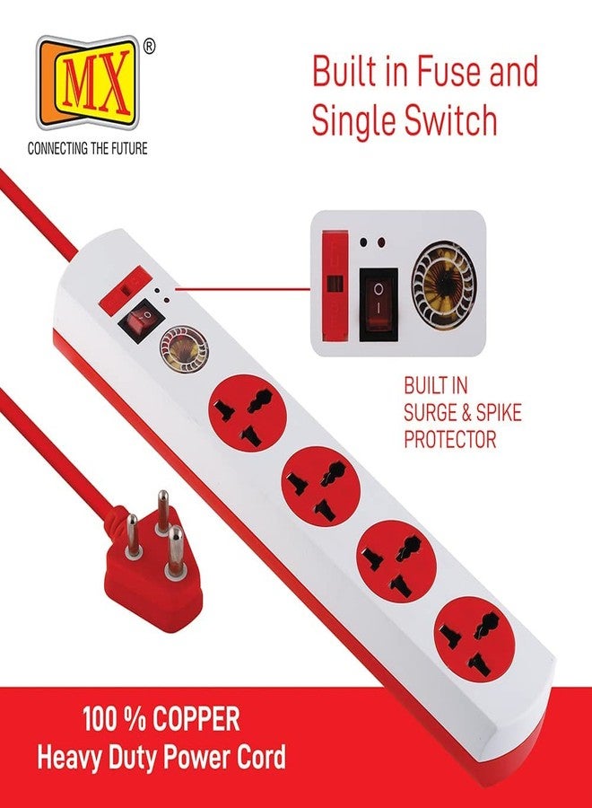 MX 4‑Socket Universal Extension Board with Surge Protection - 5 M Heavy‑Duty Power Strip with Master Switch & Spike Guard - Image 5