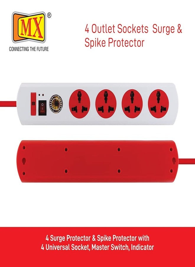 MX 4‑Socket Universal Extension Board with Surge Protection - 5 M Heavy‑Duty Power Strip with Master Switch & Spike Guard - Image 2