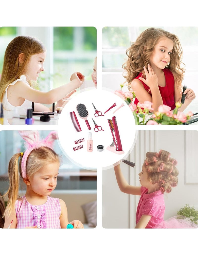 general Beauty Salon Playset | Salon Toys for Girls | 11 Piece Playset for Girls with a Curling Flat, Mirror, Hairdressing Scissors, Stylist Accessories and Realistic Blow Dryer - Image 3