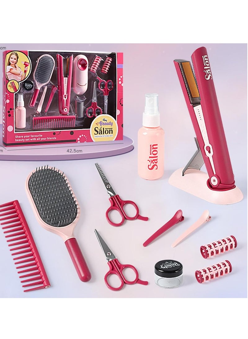 general Beauty Salon Playset | Salon Toys for Girls | 11 Piece Playset for Girls with a Curling Flat, Mirror, Hairdressing Scissors, Stylist Accessories and Realistic Blow Dryer - Image 5
