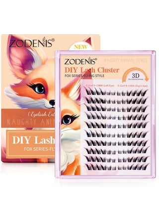 120Pcs Lashes Cluster DIY Lash Extension Kit Without Glue Fox Series 9-13mm Mix Individual Lashes Fox Eye Lashes Natural Look Cluster Lashes C Curl Wispy False Eyelashes Lashes Kit - view 2