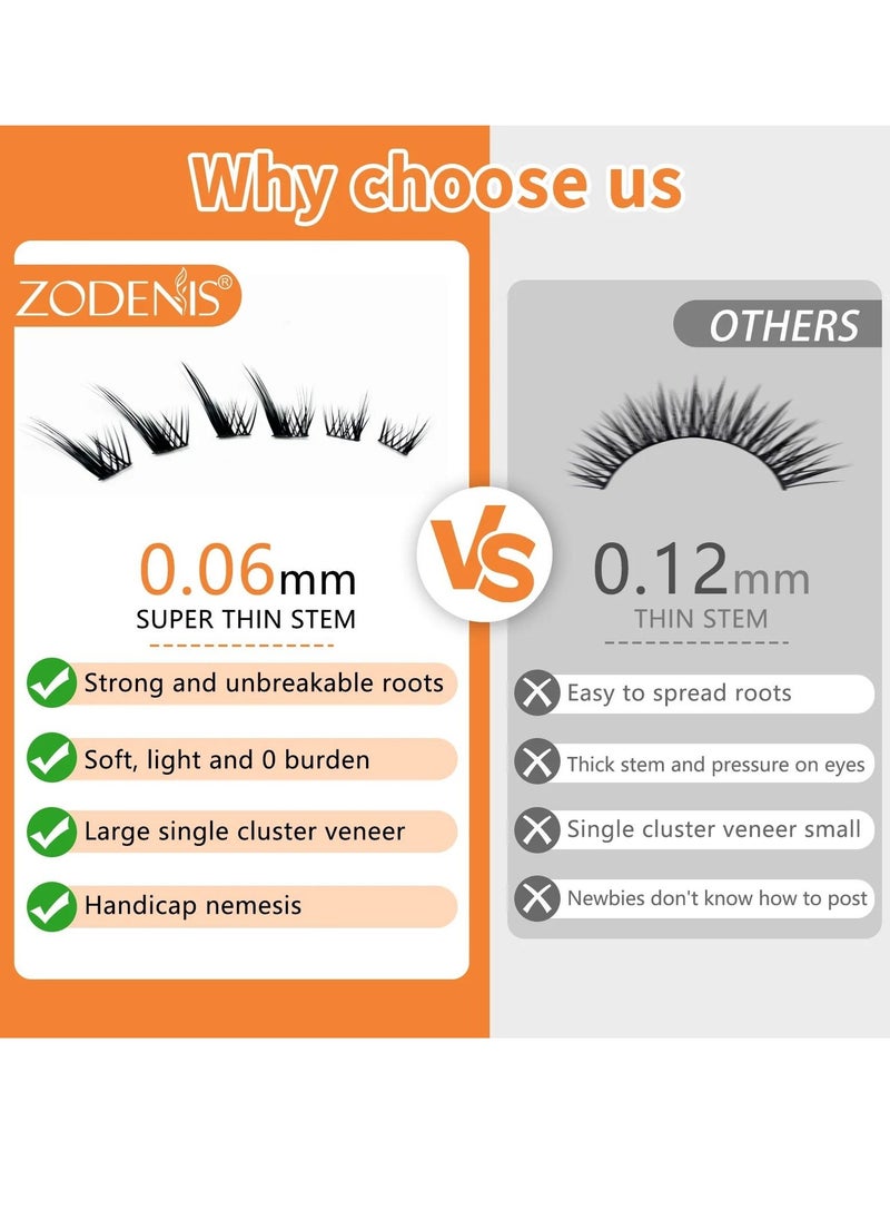 ZODENIS - 120Pcs Lashes Cluster DIY Lash Extension Kit Fox Series 9-13mm Mix Individual Lashes Fox Eye Lashes Natural Look Cluster Lashes C Curl Wispy False Eyelashes Lashes Kit - Image 1