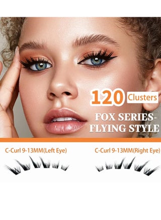 120Pcs Lashes Cluster DIY Lash Extension Kit Without Glue Fox Series 9-13mm Mix Individual Lashes Fox Eye Lashes Natural Look Cluster Lashes C Curl Wispy False Eyelashes Lashes Kit - view 5