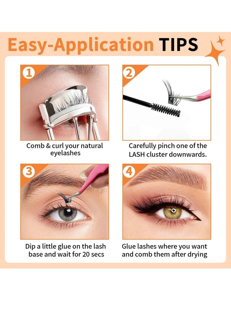 ZODENIS - 120Pcs Lashes Cluster DIY Lash Extension Kit Fox Series 9-13mm Mix Individual Lashes Fox Eye Lashes Natural Look Cluster Lashes C Curl Wispy False Eyelashes Lashes Kit - Image 1