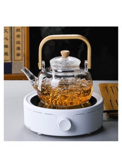 GGEROU Electric Mini Coffee Pot Warmer with 900ml Teapot,800W Electric Ceramic Stove Round Hot Plate,Heater Stove Countertop Burner for Boiling Water,Tea,Coffee (White)  - Image 1