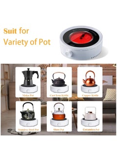 GGEROU Electric Mini Coffee Pot Warmer with 900ml Teapot,800W Electric Ceramic Stove Round Hot Plate,Heater Stove Countertop Burner for Boiling Water,Tea,Coffee (White)  - Image 2