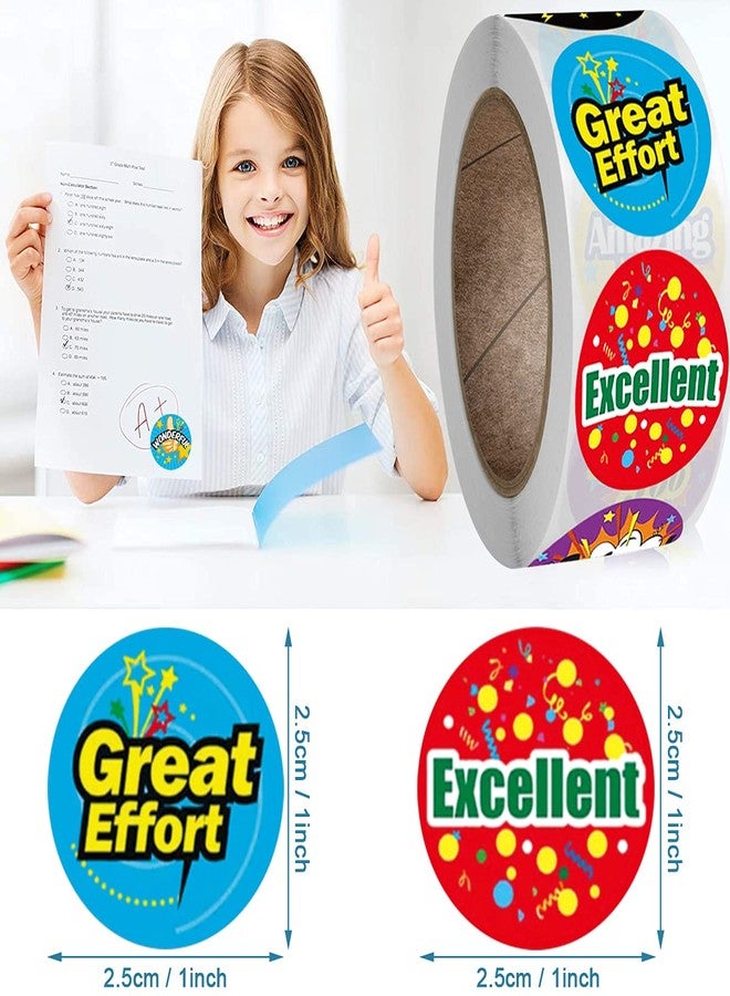 YRMJ 2000 Pieces 1 Inch Reward Stickers for Teachers Motivational for Children,Self-Adhesive Labels Fun Motivational Stickers for Student,4 Rolls 32 Styles Labels - Image 2