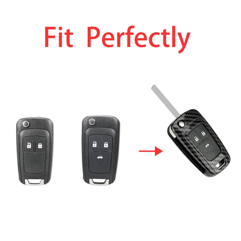 Vailikey Vailikey Carbon Fiber Car Key Case Cover For Opel Vaxuhall Astra J Insignia Meriva Zafira B For 2 /3 Buttons Car Key Protective Shell Cover with Keychain Screwdriver - Image 2