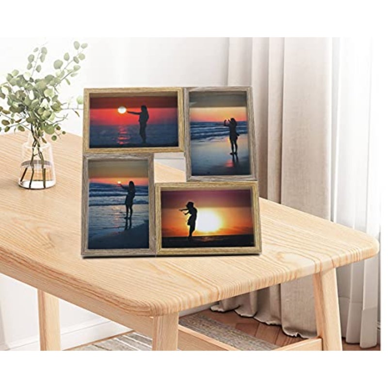 Collage Photo Frame for Multiple Photos MDF Wood with Glass Brown + Dark Brown, 4 x 13 x 18 cm - Image 5
