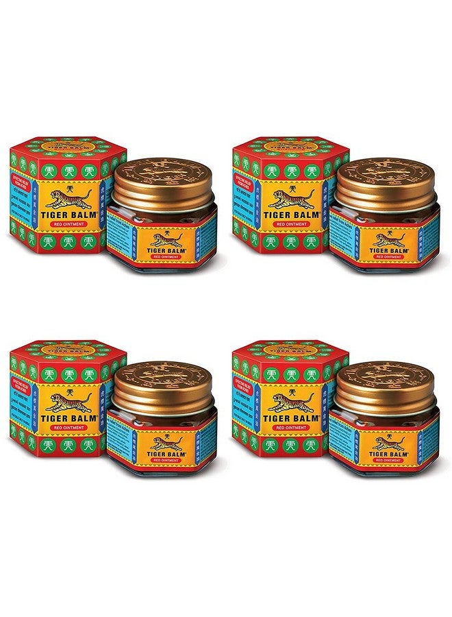 Tiger Balm Red Ointment | 21ml each | Pack of 4 | Ayurvedic Pain Relief Balm | for Effective Relief from Joint Pain, Back Pain, Body Pain, Knee Pain, Muscular Ache & Sprain | Combo Pack - Image 1