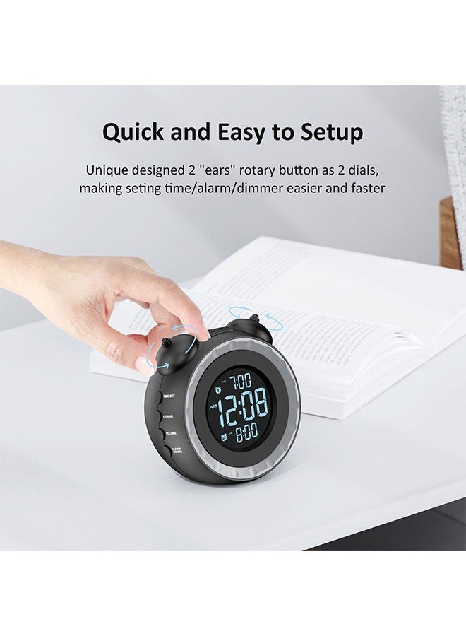 WINEENEE Loud Dual Alarm Clock with Bed Shaker - 0-100% Dimmer, Vibrating Alarm Clock for Heavy Sleepers or Hearing Impaired, Easy to Set, USB Charging Port, Snooze, Battery Backup - Image 4