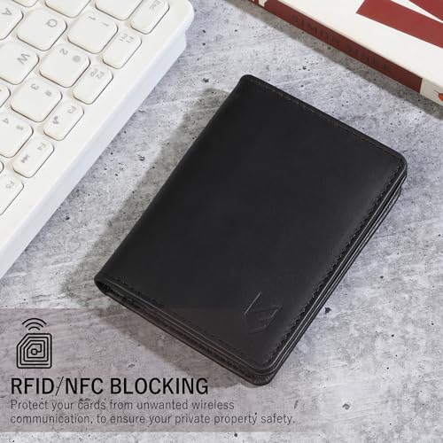 FOXHACKLE Leather Credit Card Holder For Men and Women,Small RFID Blocking Bifold Wallet (Matte Black) - Image 3