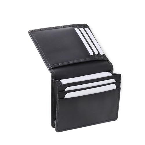 FOXHACKLE Leather Credit Card Holder For Men and Women,Small RFID Blocking Bifold Wallet (Matte Black) - Image 1