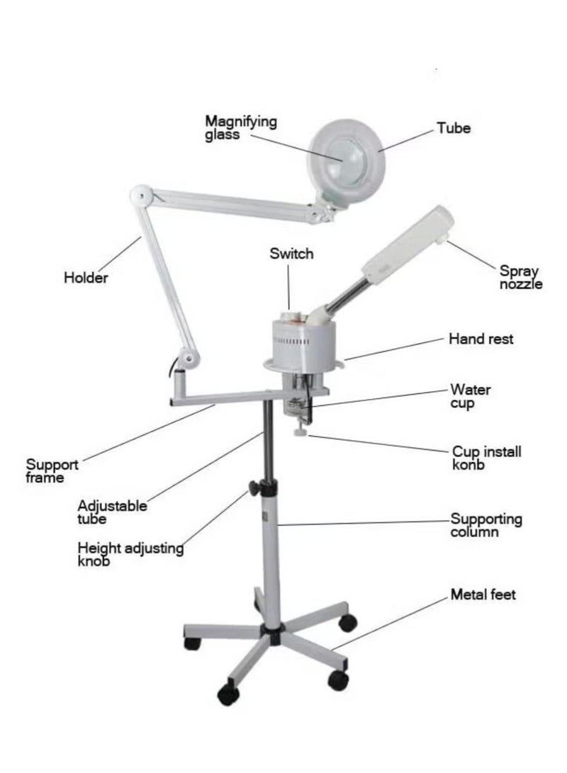HK Facial Steamer With Magnifying Lamp Facial Steamer With Magnifying Glass Professional Micro Mist Hair Steamer For Salon Use - Image 2