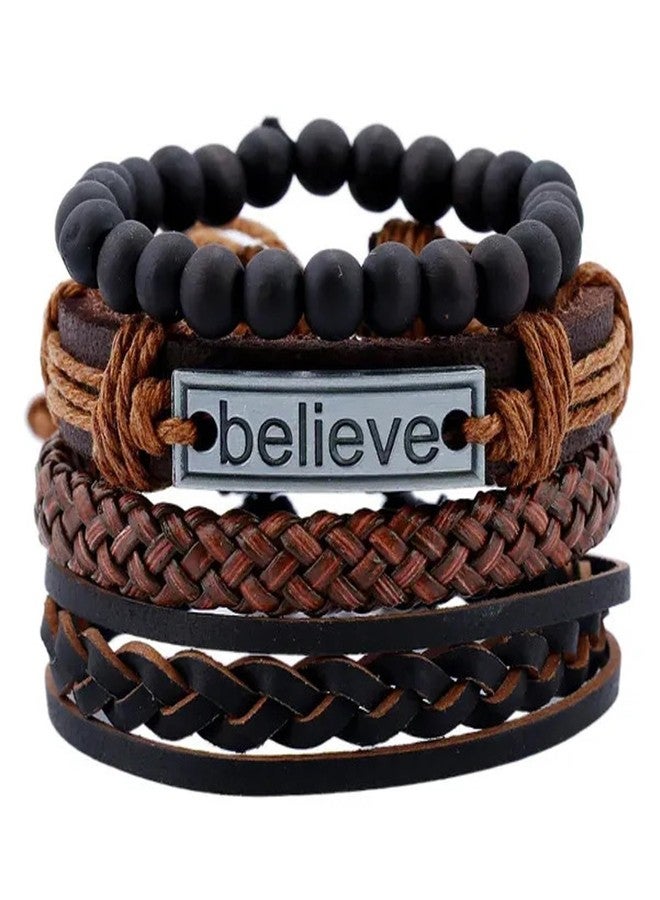 Thrillz Bracelet For Men Leather Beads Multi strand Leather Bracelets For Men Boys Love Gifts Wristwear kada Jewellery - Image 1