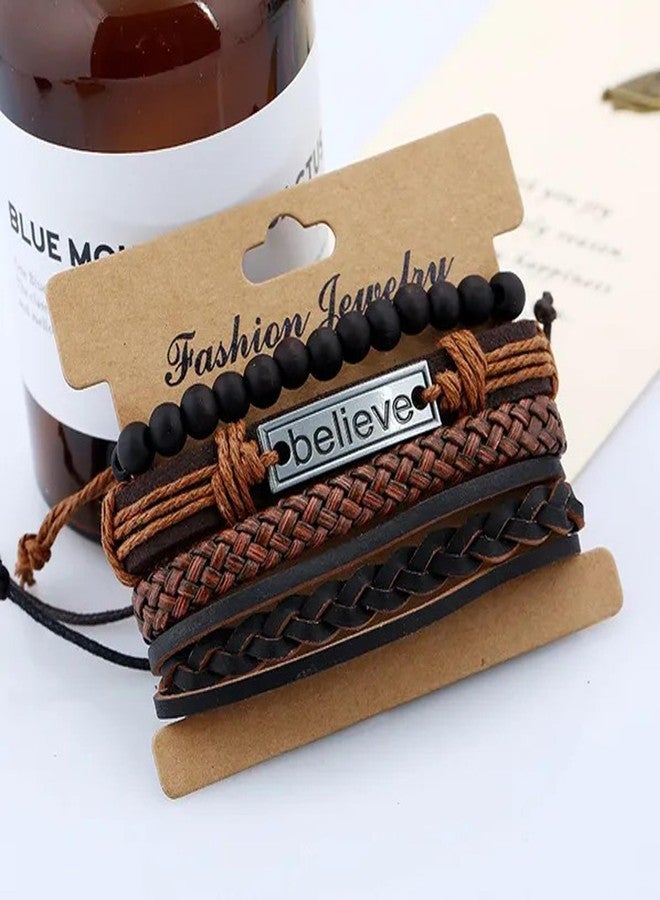 Thrillz Bracelet For Men Leather Beads Multi strand Leather Bracelets For Men Boys Love Gifts Wristwear kada Jewellery - Image 5