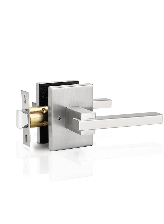 Orger 5 Pack Square Privacy Door Handle Satin Nickel Keyless Door Lever, Bed Bath Door Handle for Left/Right Handed Doors Interior Privacy Door Lever, Modern Door Lever Stainless Steel - Image 1