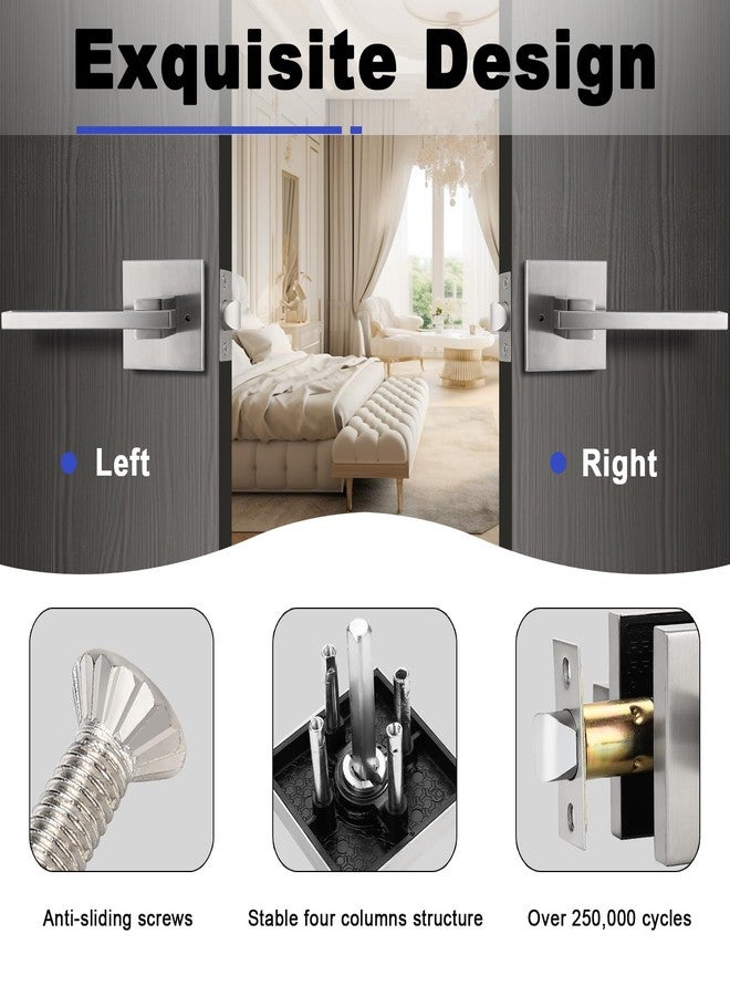 Orger 5 Pack Square Privacy Door Handle Satin Nickel Keyless Door Lever, Bed Bath Door Handle for Left/Right Handed Doors Interior Privacy Door Lever, Modern Door Lever Stainless Steel - Image 4