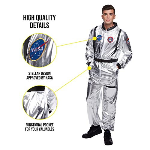 Morph Astronaut Costume Adult, Silver Space Suit Men, Mens Halloween Costume Astronaut Suits, Nasa Costumes Adult, Medium - Image 3