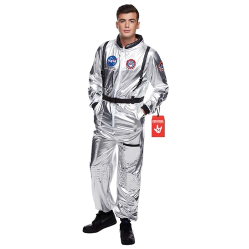 Morph Astronaut Costume Adult, Silver Space Suit Men, Mens Halloween Costume Astronaut Suits, Nasa Costumes Adult, Medium - Image 1