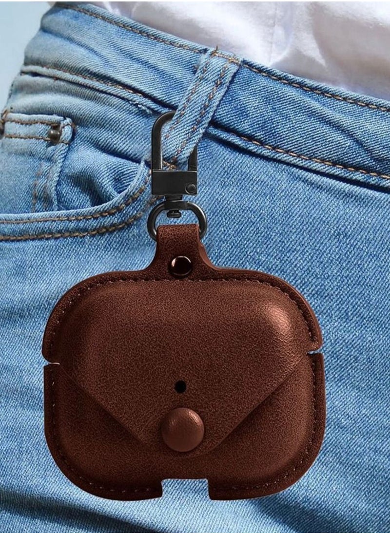 Generic - AirPods 3 Leather Case with Keychain – Compatible with Apple AirPods 3, Brown - Image 1