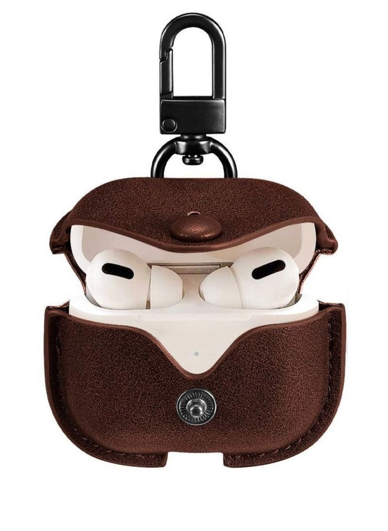 Generic - AirPods 3 Leather Case with Keychain – Compatible with Apple AirPods 3, Brown - Image 1
