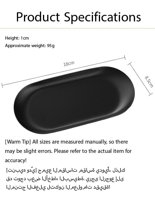 كانجلي قطعتان من صينية حديد بيضاوية سوداء 18 × 8.5 سم لصناعة التخزين من الحديد للمجوهرات ومستحضرات التجميل والشموع والمناشف - Image 5