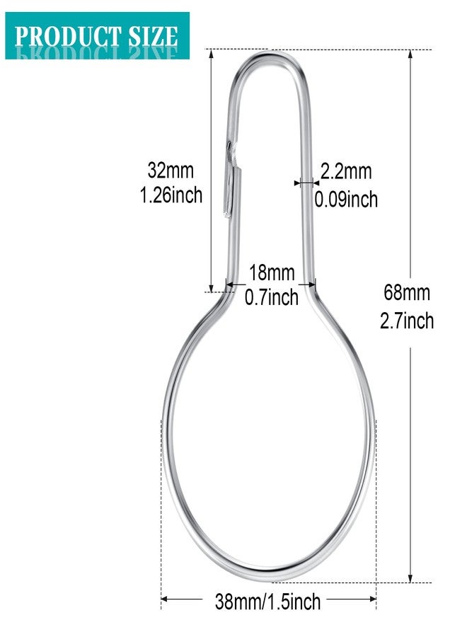 Queekay 100 Pieces Metal Shower Curtain Hooks Hanging Clips Metal Practical Shower Curtain Rings Hangers for Bathroom Bedroom Kitchen Home Applications(Silver,2.7x1.5'') - Image 3