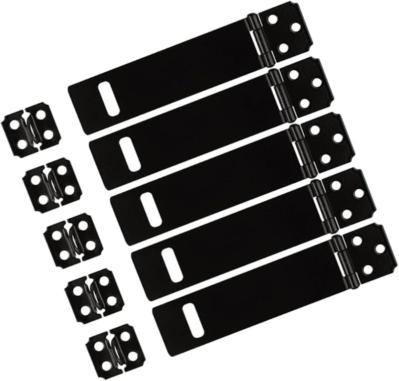 5 قطعة من قفل الحديد الأسود مع قفل مشبك للأبواب والخزائن وأبواب المرآب بمسامير مخفية - Image 2