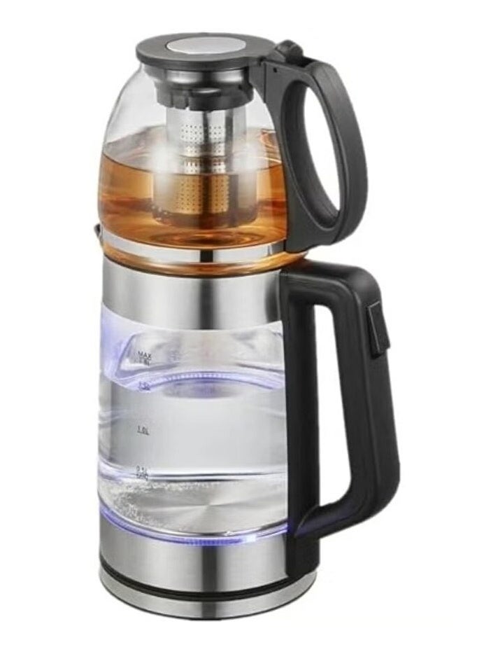 Denx DX2015 2-in-1 Electric Glass Kettle & Turkish Tea Maker , 1500W Fast Boiling Boiler , 1.8L Kettle + 1.0L Teapot Capacity , Removable Filter, Auto Shut-Off - Image 3