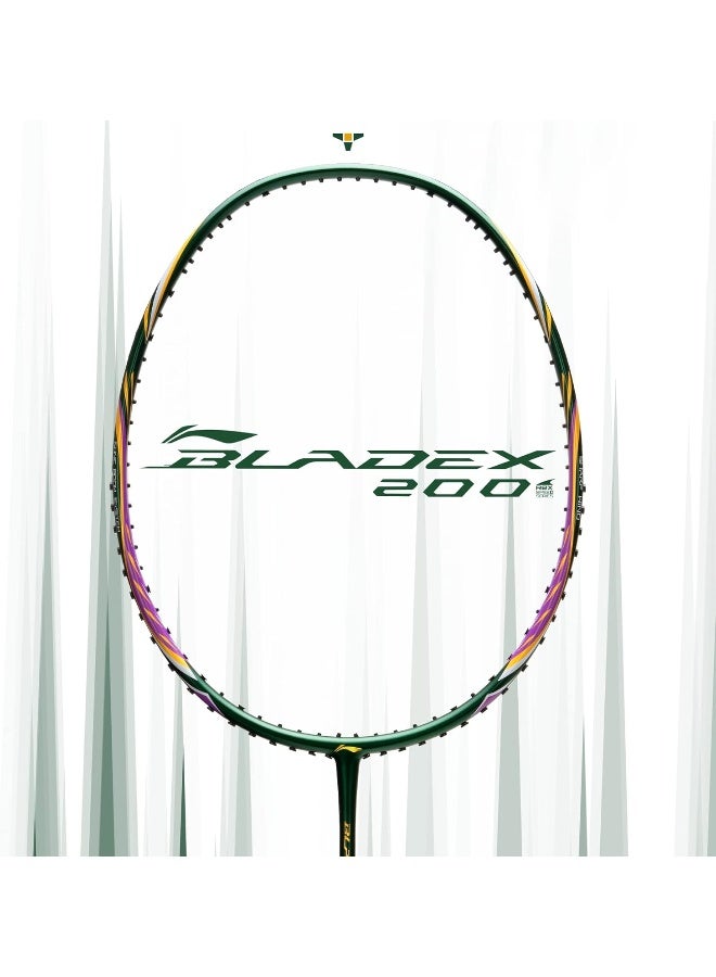 Li-Ning راكت بادلينج من ألياف الكربون BladeX 200R (زمردي/ذهبي) مع غطاء كامل مجاني - Image 2