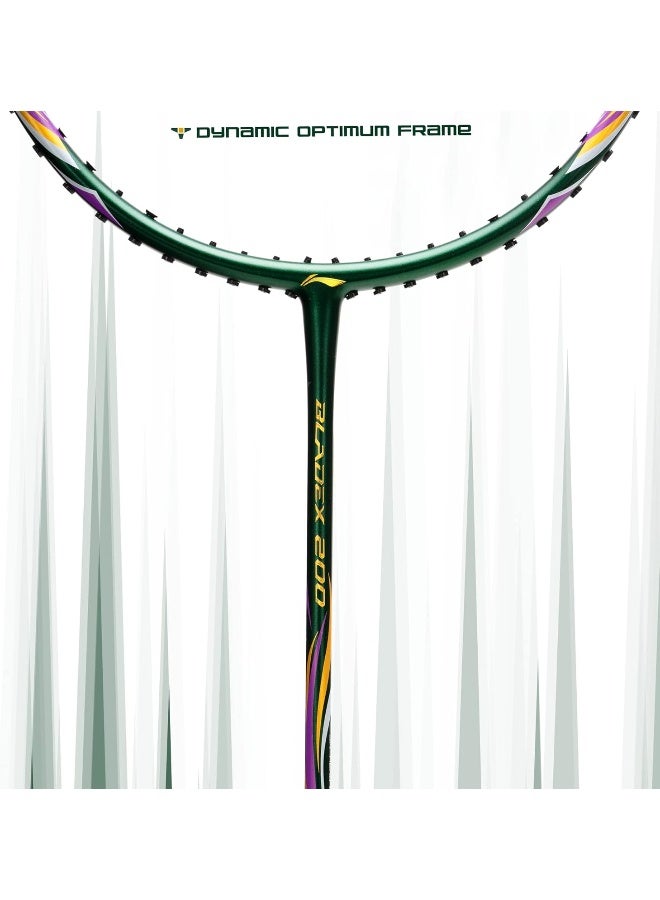 Li-Ning راكت بادلينج من ألياف الكربون BladeX 200R (زمردي/ذهبي) مع غطاء كامل مجاني - Image 5