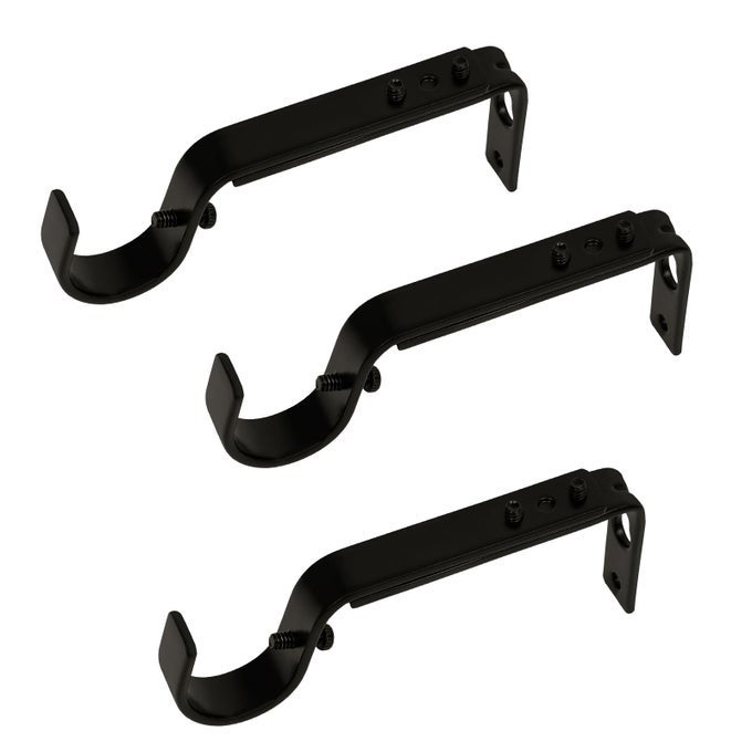 ADJUSTABLE CURTAIN ROD BRACKETS 3 PCS PREMIUM ROD BRACKETS FOR WALL CURTAIN ROD HOLDER DRAPERY ROD HOLDERS HARDWARE WINDOW CURTAIN ROD SUPPORT HANGER FOR 78 OR 1INCH ROD BLACK