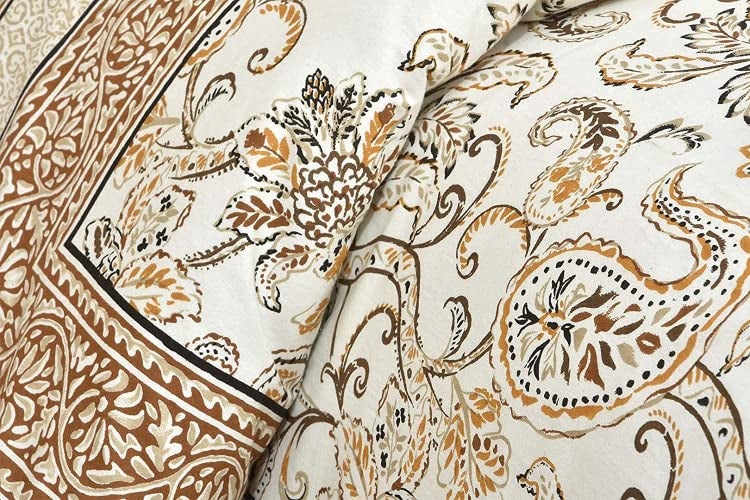 EasyGoods® 100% Pure Cotton Rajasthani Jaipuri Sanganeri Print Single Bedsheet with 1 Pillow Cover | Monarch Bedsheet for Single Bed| 240 TC Premium Printed Flat Bed Sheet (60 x 90 Inch, Brown) - Image 3