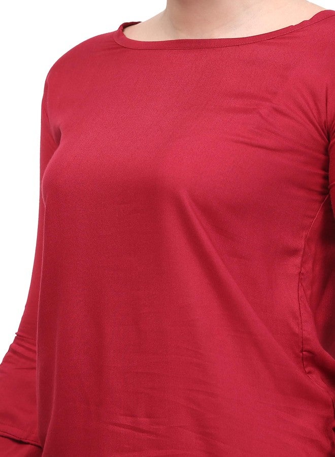 Sniffy Regular Rayon Girls top for Summer seesion (TOP-606-MAROON-13-14Y) - Image 5