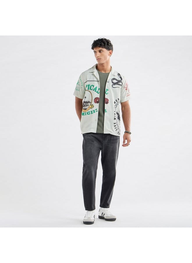 FAV All-Over Graphic Print Shirt with Camp Collar and Short Sleeves  - Image 2