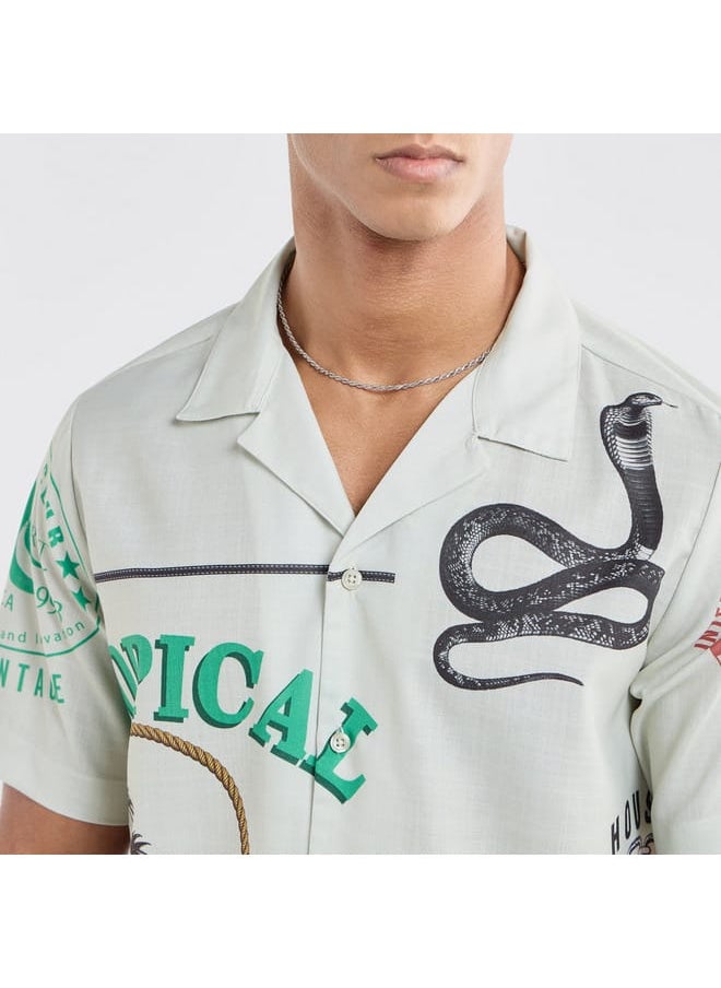 FAV All-Over Graphic Print Shirt with Camp Collar and Short Sleeves  - Image 4