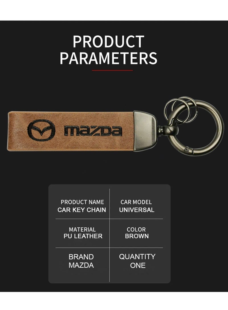 mazda Metal Ring PU Leather Strap Keychain Home Key Chain Car Keychain MAZDA Car Key Chain Super Finish 1Pcs  - Image 3