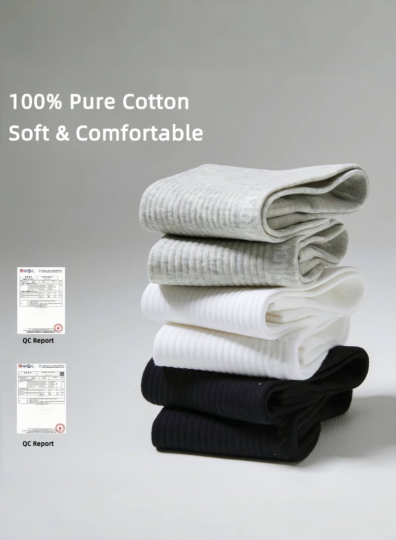 Hiras 6 Pairs Men's Ankle Socks 100% Pure Cotton Breathable No Slip Perfect for Business Casual Wear Socks Sports Socks Running Socks Multicolor  - Image 2