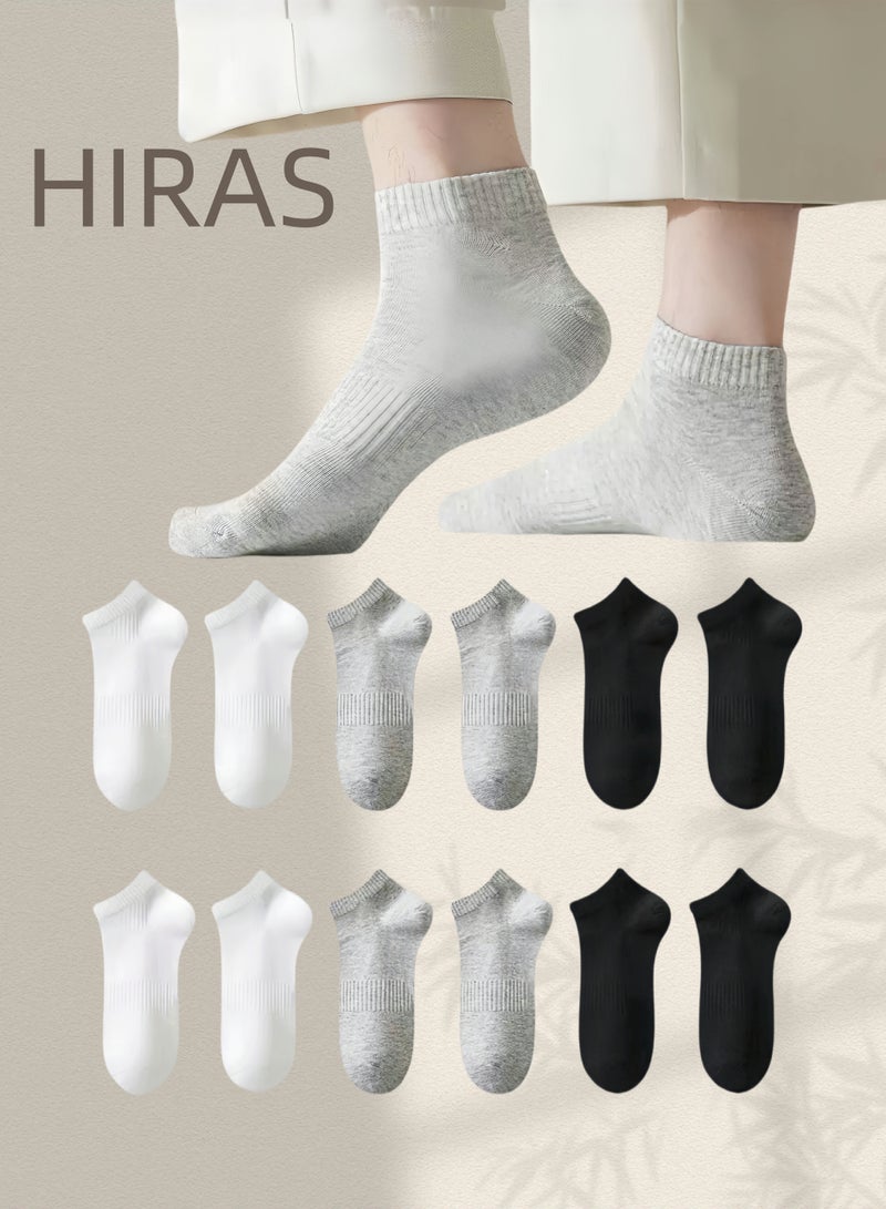 Hiras 6 Pairs Men's Ankle Socks 100% Pure Cotton Breathable No Slip Perfect for Business Casual Wear Socks Sports Socks Running Socks Multicolor  - Image 1