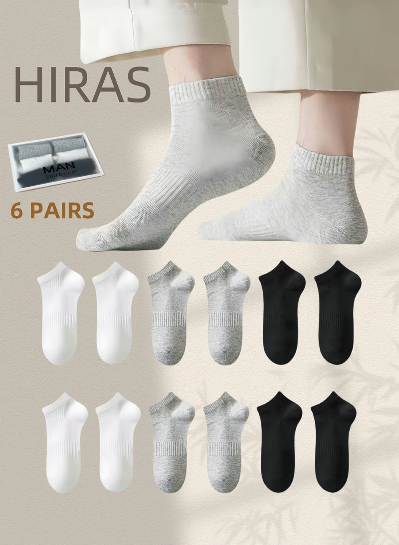 حِرَاس 6 أزواج جوارب رجالية منخفضة - جوارب كاحل قطنية 100% خفيفة الوزن، مريحة ومانعة للانزلاق لارتداء يومي مثالي، للرياضة والعمل والاستخدام اليومي (متعددة الألوان) - Image 1
